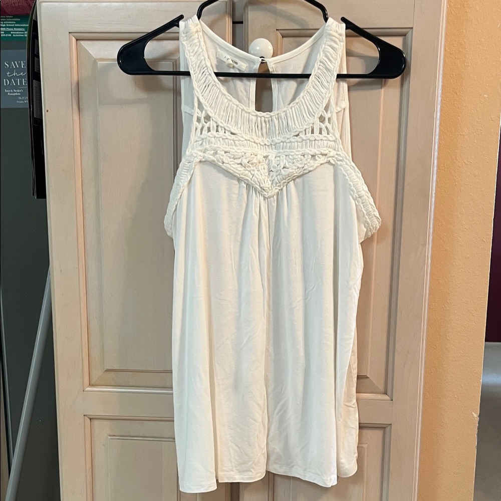 Maurices Cream Crochet Detail Tank Top NWOT